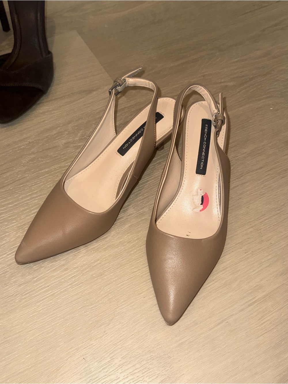 French Connection Taupe Pointed Slingback Flats